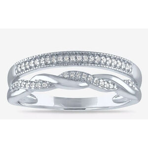 Women Genuine Diamond Sterling Silver Band Size 7